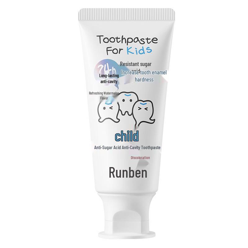Runben Fluoride Toothpaste for Kids 3-12 Years | Anti-Cavity & Anti-Sugar Formula for Tooth Replacement Period