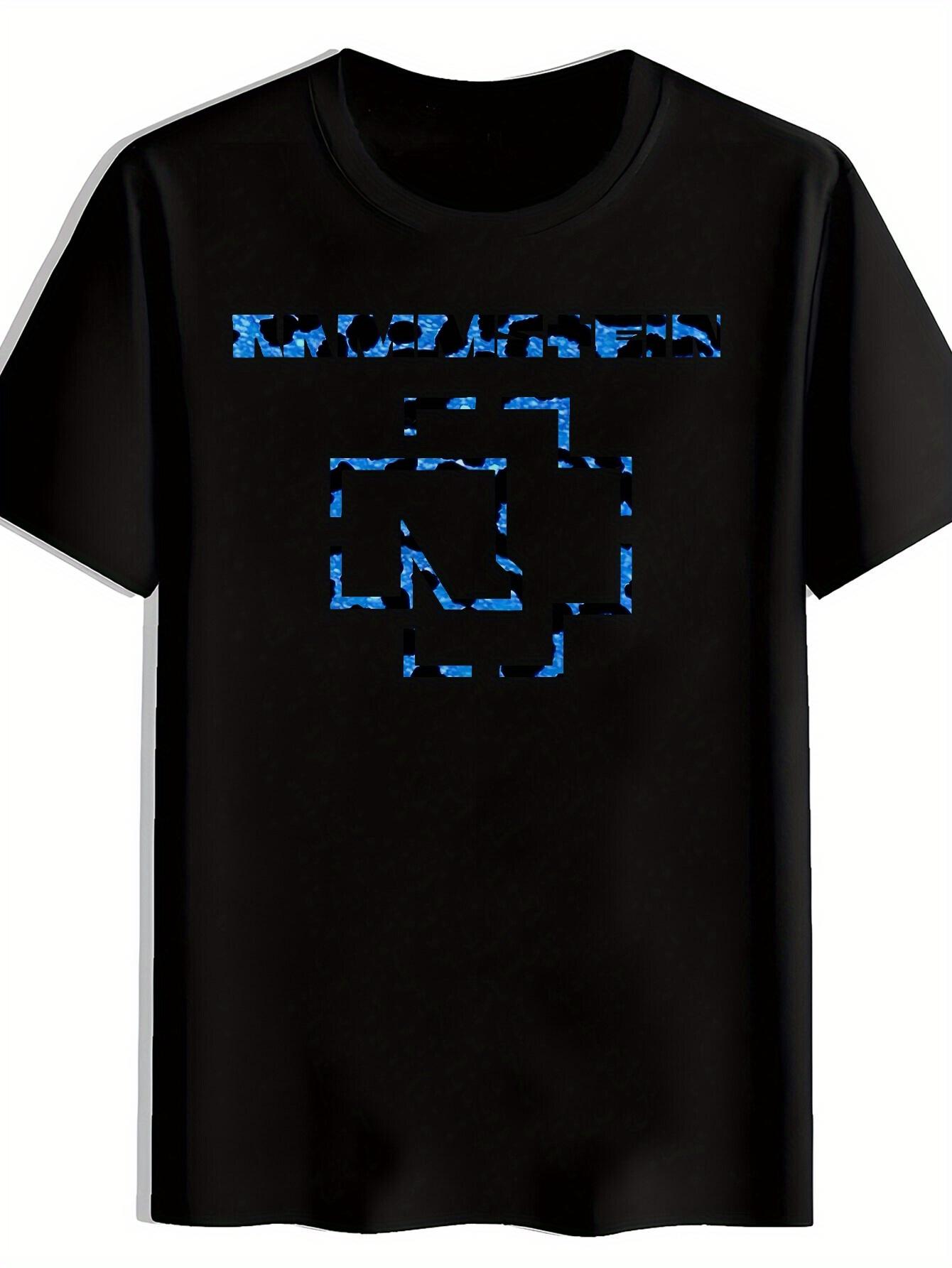 Black T-shirt with Blue Retro Rock Band Graphic - Design XXL