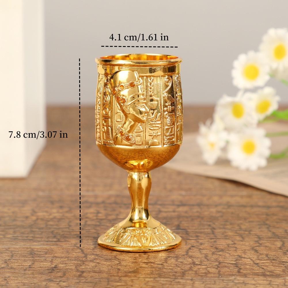 European Liquor Cup, Alloy Light Luxury Carved Pattern Goblet, Retro Mini Vodka Tumbler,  Creative Gift Home Decoration, 1pcs