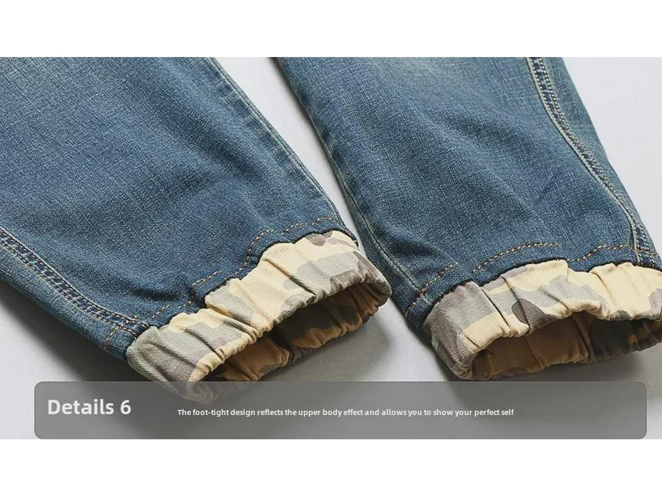 Men's Retro Harem Jeans with Pockets and Elastic Cuffs
