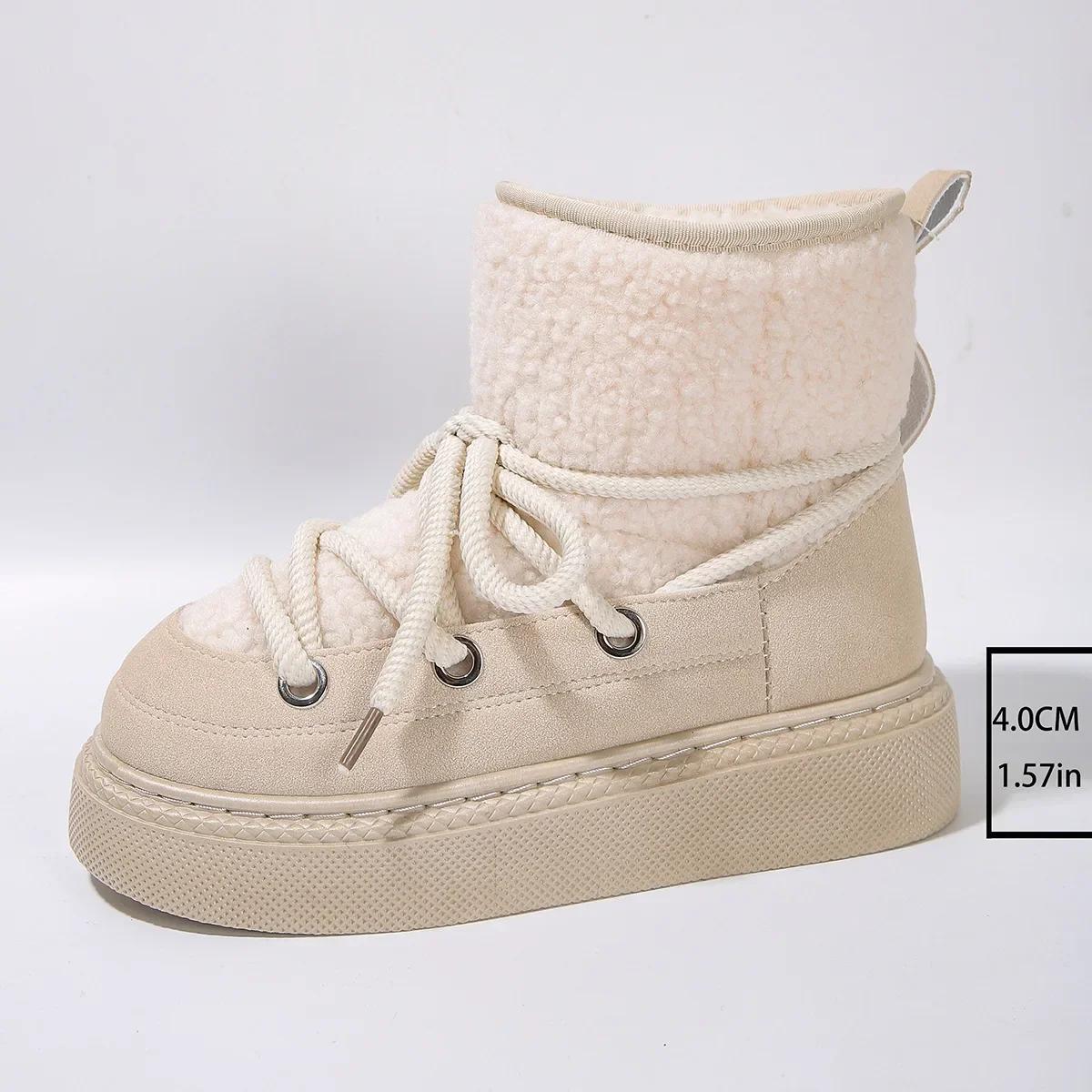 

Классические утолщенные женские зимние ботинки из пуха, удобные теплые ботильоны для женщин 2024 года, новые зимние женские ботинки на толстой подошве 36 белый