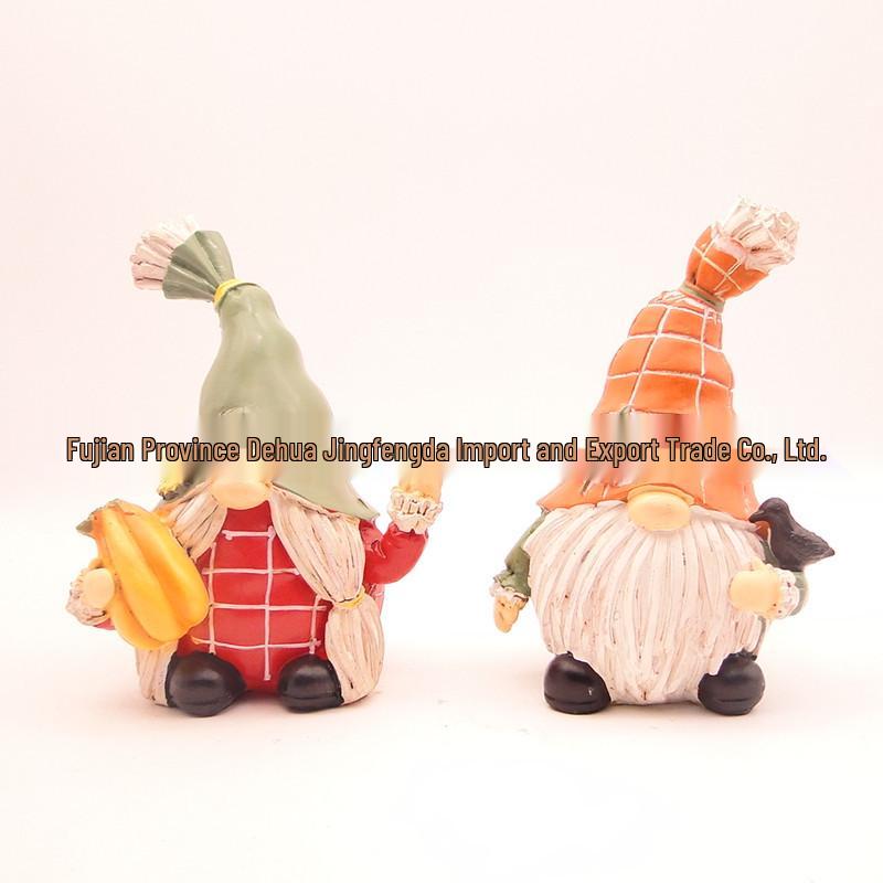 European-American Harvest Festival Resin Scarecrow & Gnome Ornaments for Thanksgiving