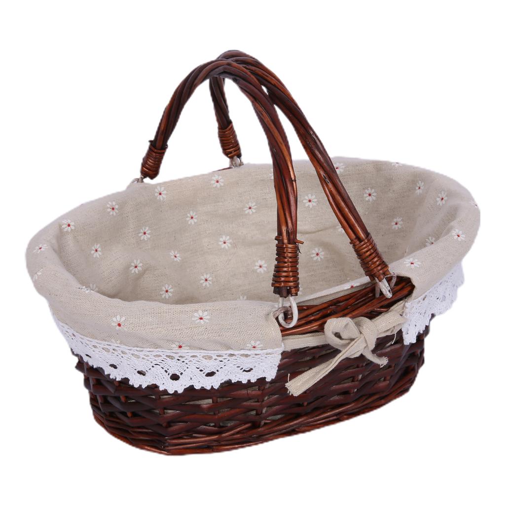 Rattan Picnic Basket, Wicker Basket, Pastoral Picnic Activity Handle Basket