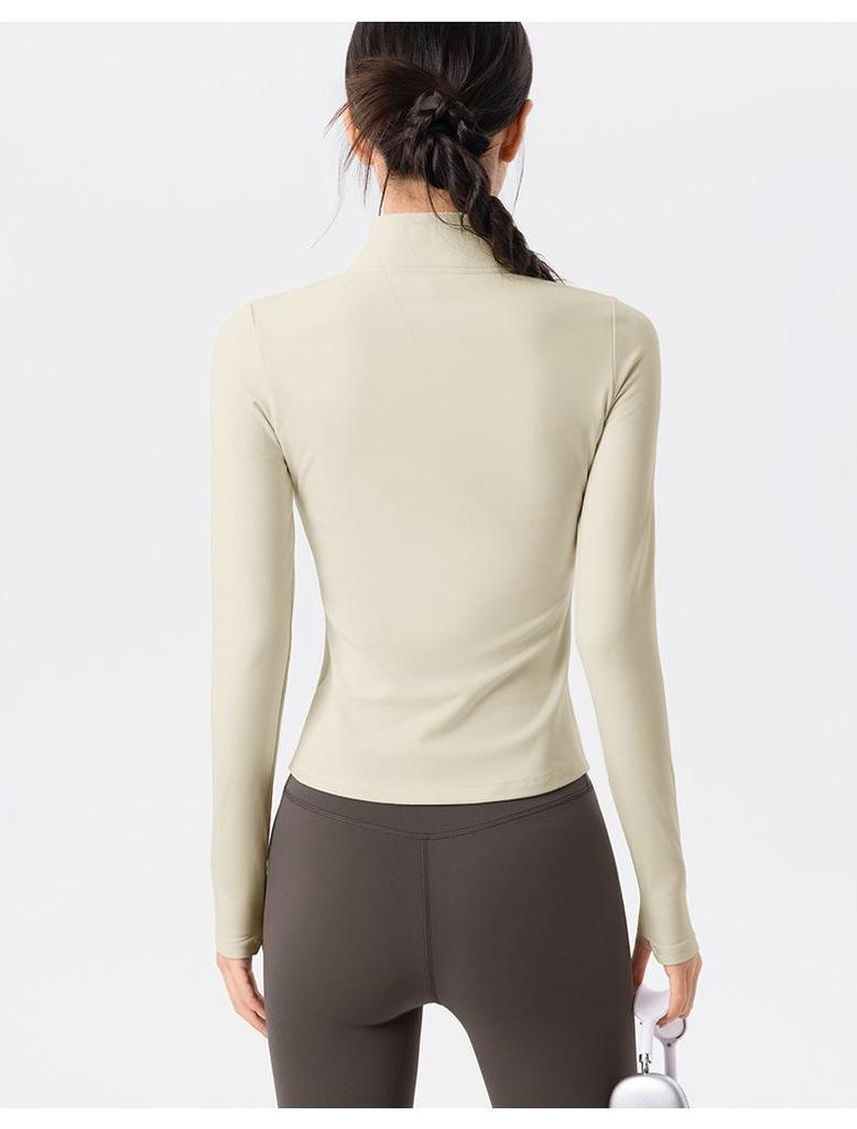 Fleece-Lined Women's Long Sleeve Yoga Jacket with Pockets - Slimming, Warm, and Ideal for Running