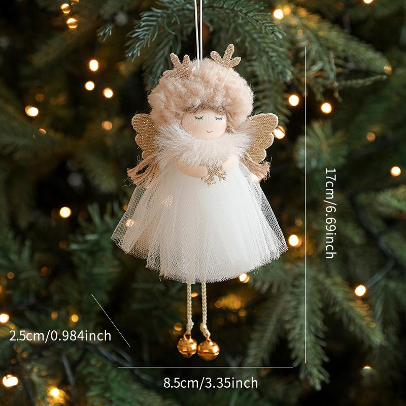 

1PC Angel Girl Romantic Christmas Gift Pendant Creativity Plush Doll Decoration Cute Mesh Ornament A коричневый/белый