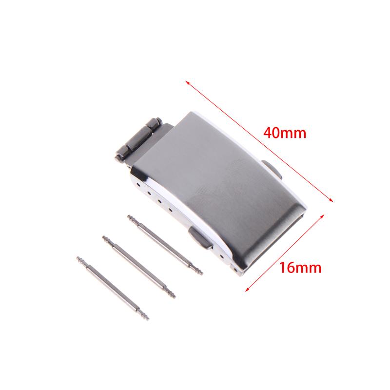 16-22MM 316L Stainless Steel Brushed Folding Safety Buckle Double Lock Button Push Extendable Adjustable Watch Band Clasp