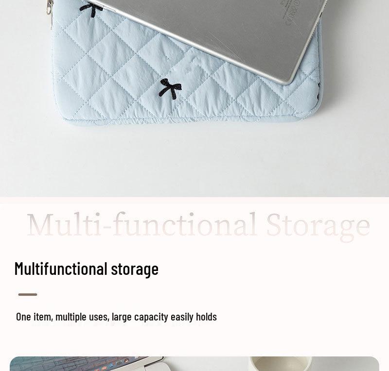 Korean Cute Diamond Embroidery Bow Tablet & Notebook Storage Bag (11/13/15 Inch)