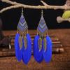 Trendy Ethnic Retro Multicolor Feather Beaded Circle Dangle Earrings