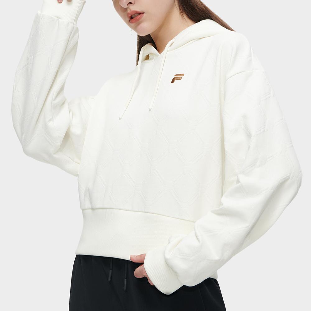 Fila Fusion Uniform Knitted Hoodie Cotton Casual Sweatshirt Women tops T11W345208F-WT