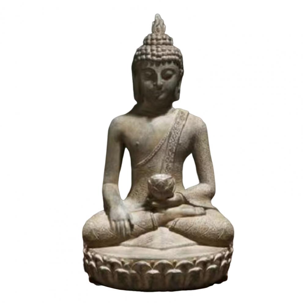 

Resin Buddha Statue With Solar Lotus Light Sitting In Meditation Buddha Sculpture Lighted Zen Garden Decor Home Patio Yard Decor