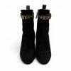 Great LOUIS VUITTON Short Boots Black Suede Leather Women 36.5 Used