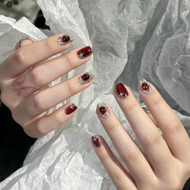 Wearing Nail Advanced Sense Spring and Summer Flash Diamond Butterfly Handmade Nail Piece Spice Girl Wearing Nail Piece