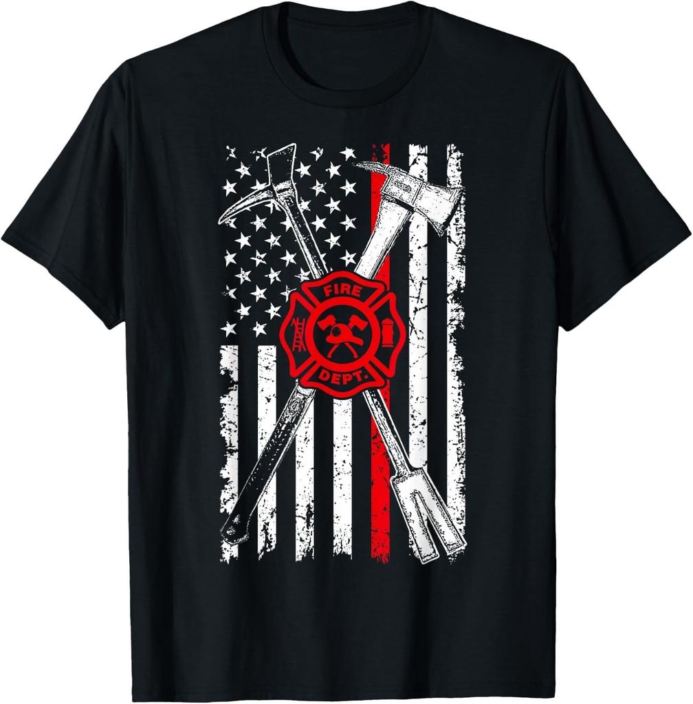 Patriotic Design Axe Halligan Thin Line for Firefighter Men T-Shirt