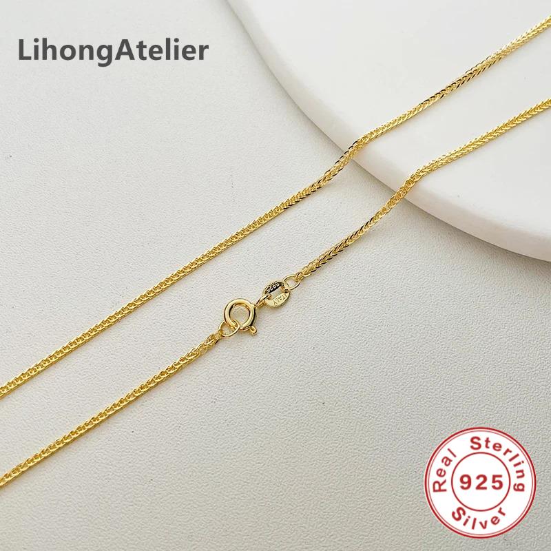 

45-60cm 3mm 925 Silver Gold Chopin Chain Necklace Women s Italian Jewelry X-3M-45cm золотой
