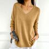 Women's Color V-Neck Long Sleeve Knit Sweater Casual Basic Lightweight Top for Daily Wear