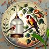 Metal Wall Art Golden Birds Floral Decor Hanging Home