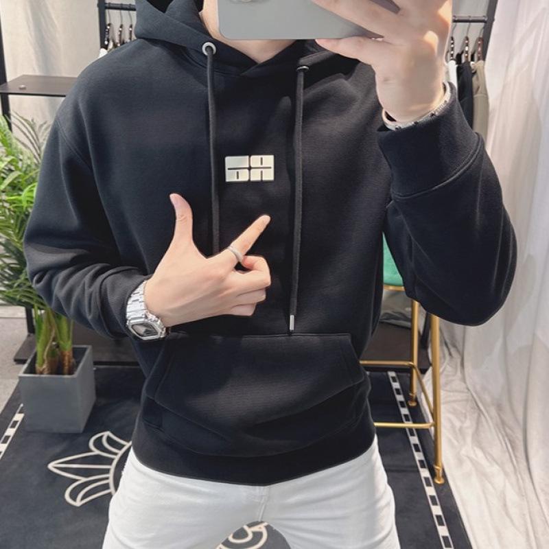 European Slim-fit Men s Hoodie Sweatshirt - 2025 Autumn/Winter New Arrival, Plus Velvet & Warm 2XL (Recommended 80-87 kg)