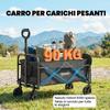 Foldable Garden Cart 72L with Adjustable Handle, in Steel and Oxford Fabric, 114x46x92 cm, Black