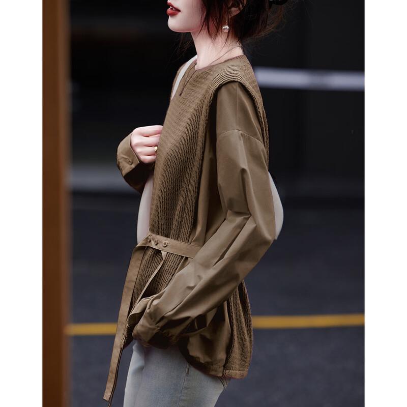 Demana Women s Textured Knit Sweatshirt with Detachable Belt S