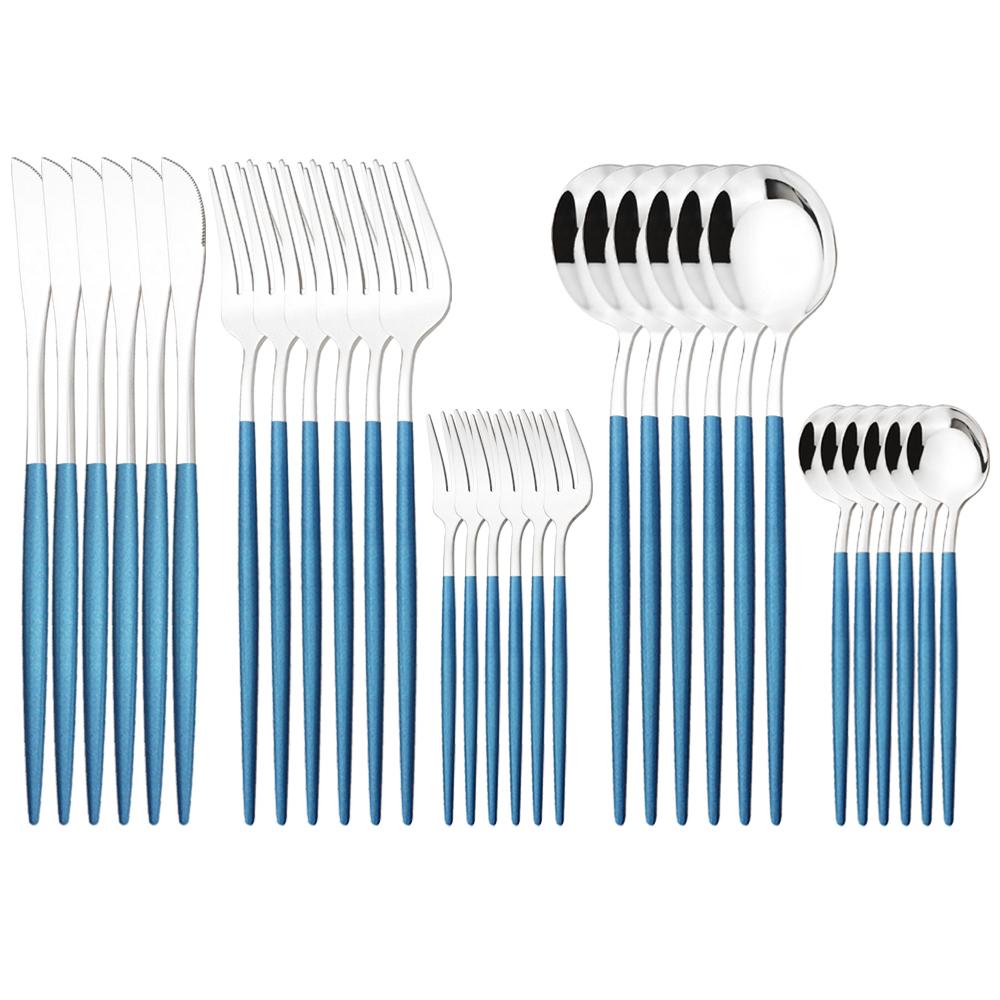 30Pcs Gold Dinnerware Cutlery Set High Quality Stainless Steel Flatware Knife Teaspoon Fork Tableware Western Kitchen Silverware