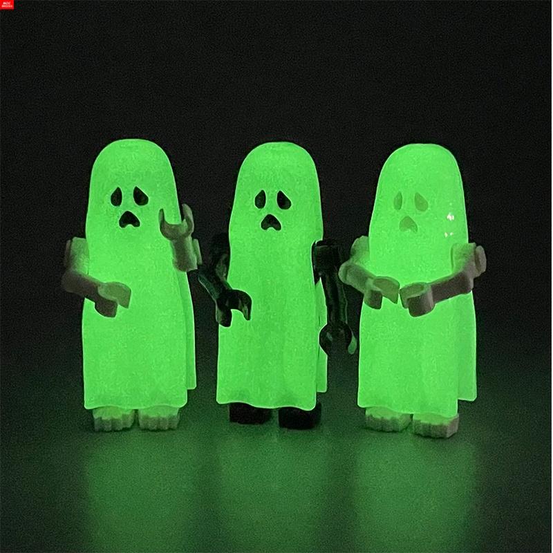 MOC Bausteine Halloween Kürbis Skorpion Zombie Gesicht Kopfbedeckung Skelett Geist Blut Grab DIY Bausteine Jungen Spielzeug