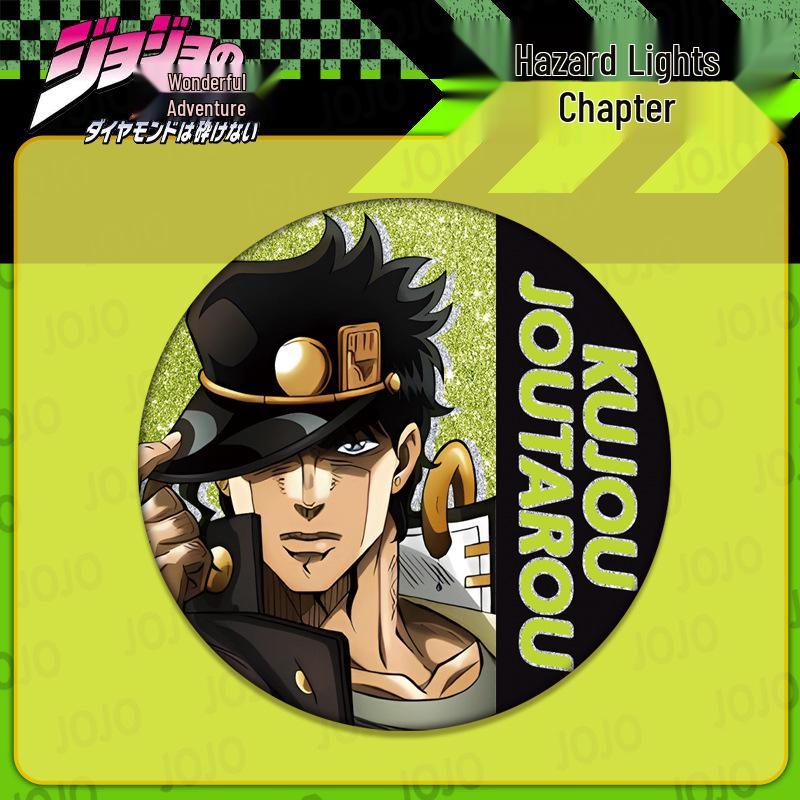 JOJO's Bizarre Adventure Double Flash Badge: HD Print, 75mm/58mm Diameter, Anime Button Pin