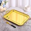 ZISIZ Gold Beaded Square Metal Fruit Tray