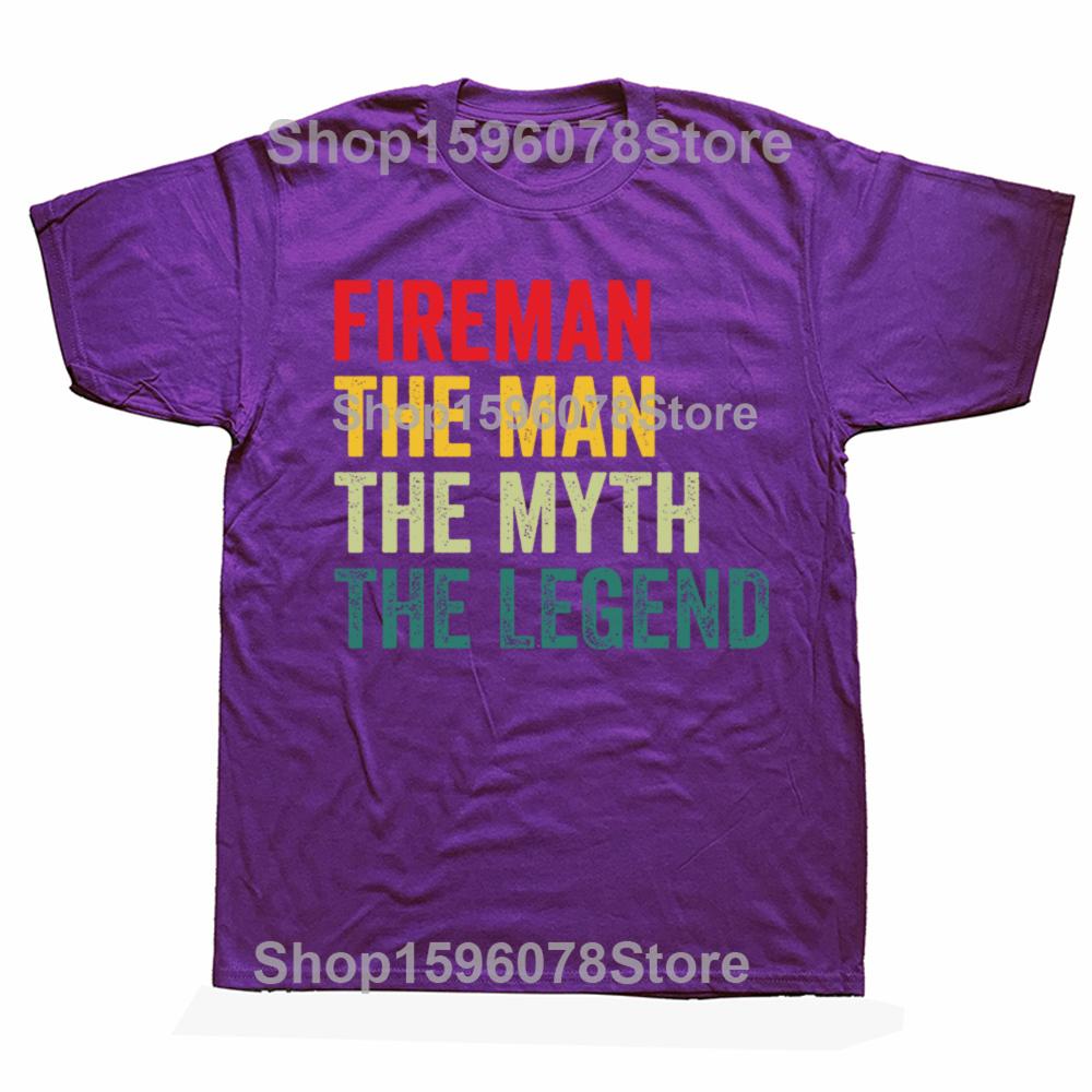 Vtipný muž mýtus hasič legenda Den otců grafická trička pánská bavlněná humor streetwear tričko s krátkým rukávem unisex volné oblečení
