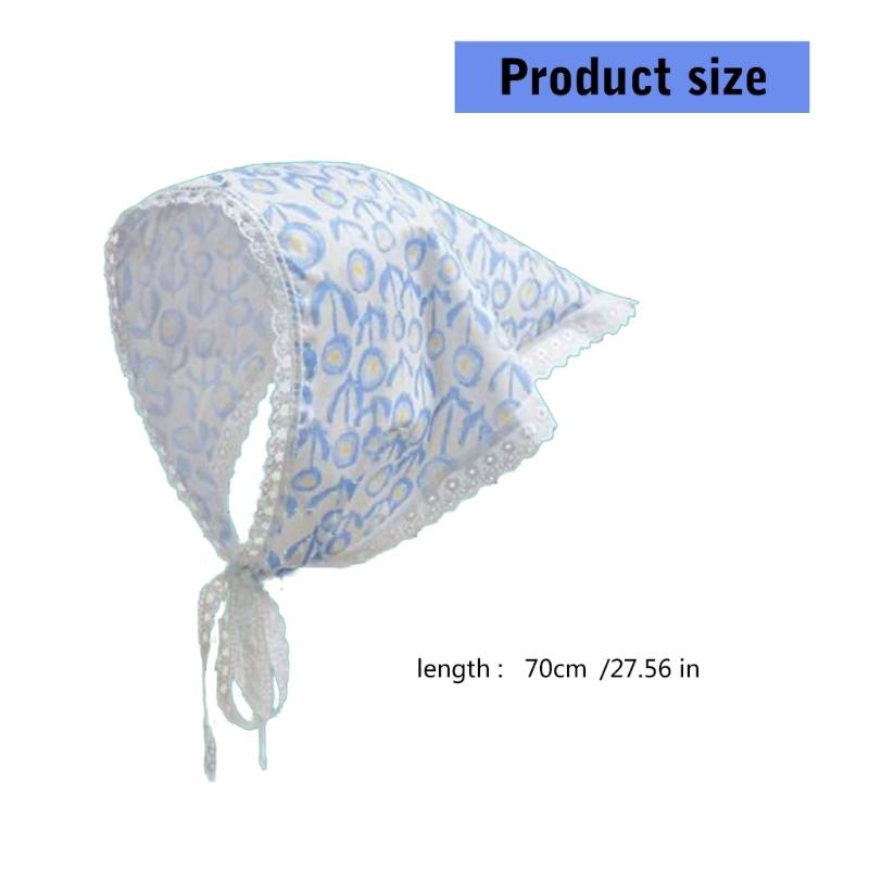 Französischer Stil Blume Dreieckstuch Kopfbedeckung für Frauen Sonnenschutz Kopftuch für modische Frauen zum Tragen