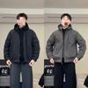 Herren einfarbige Kapuzen-Baumwolljacke Warmer Freizeit-Wintermantel Mode Vielseitig Lockerer Schnitt
