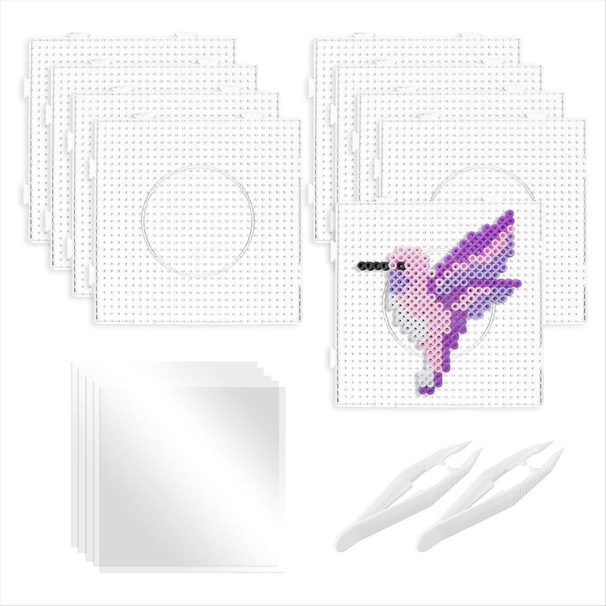 2025+ 9pcs 5mm Large Square Beading Nail Board Plastic Beading Board with Ironing Paper, Bead Tweezers for KidsCraft Beading China Mainland