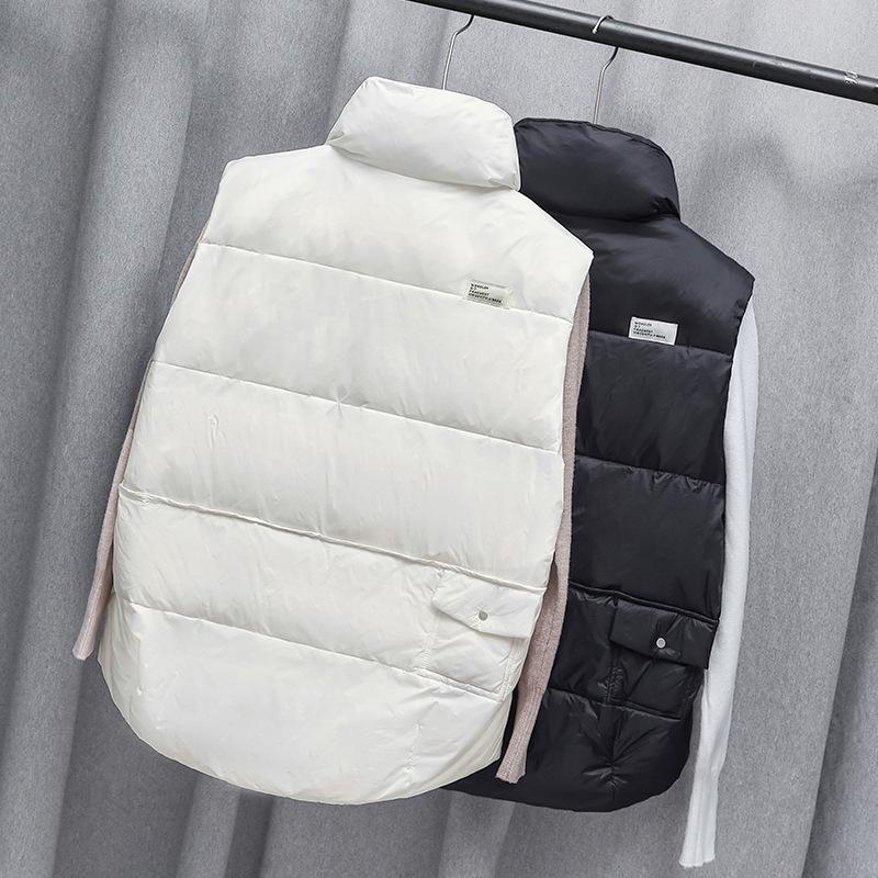 Down vest women's new rivets short white duck down stand-up collar loose casual vest outer wear