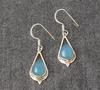 Solid 925 Sterling Silver Blue Chalcedony Gemstone Dangle Earring Women Jewelry Gift For Her Statement Earrings