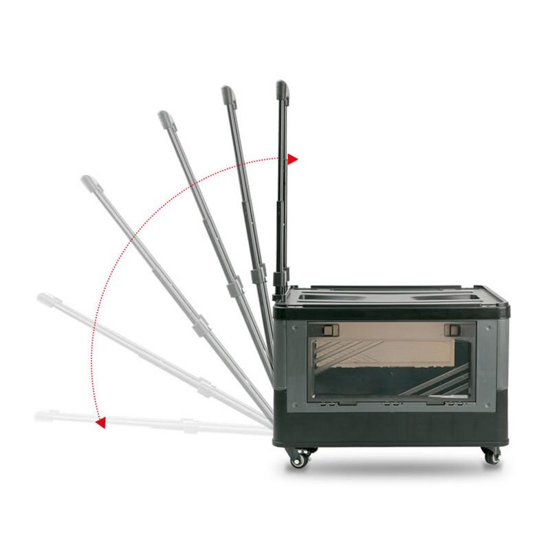 Handun Transparent Side-Opening Folding Storage Box with Wheels and Handle