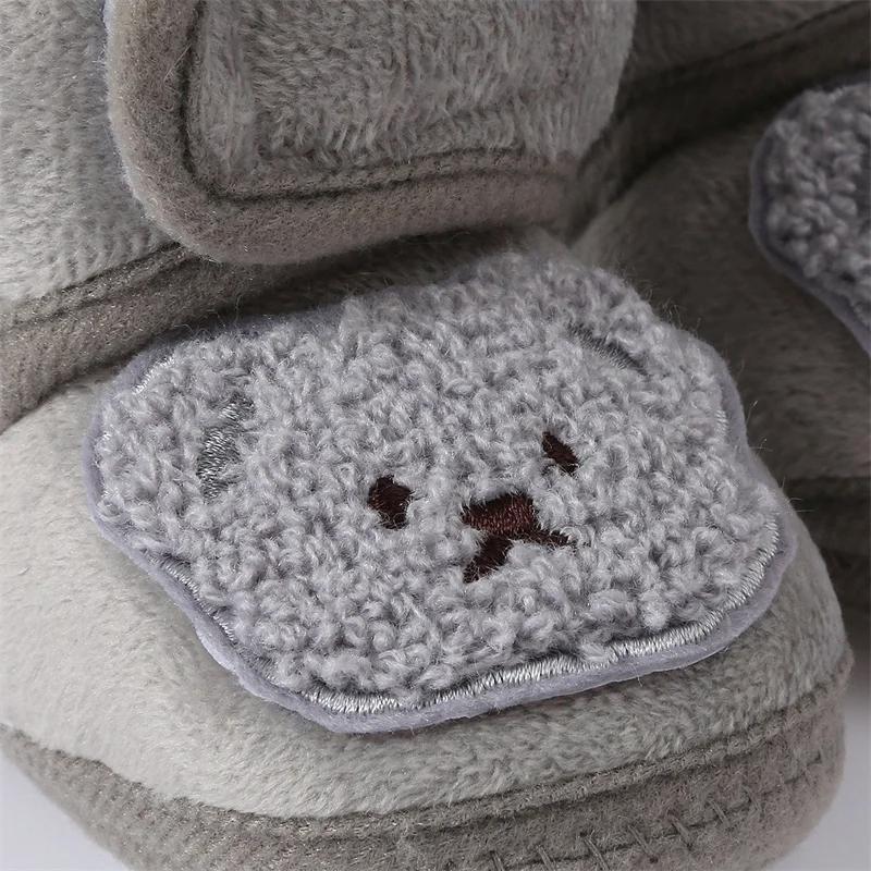 Cute Bear Baby Shoes Cartoon Soft Soled Snow Boots for Infant Boy Girl Autumn Winter Warm Thicken Plush Kids First Walkers 0-18M
