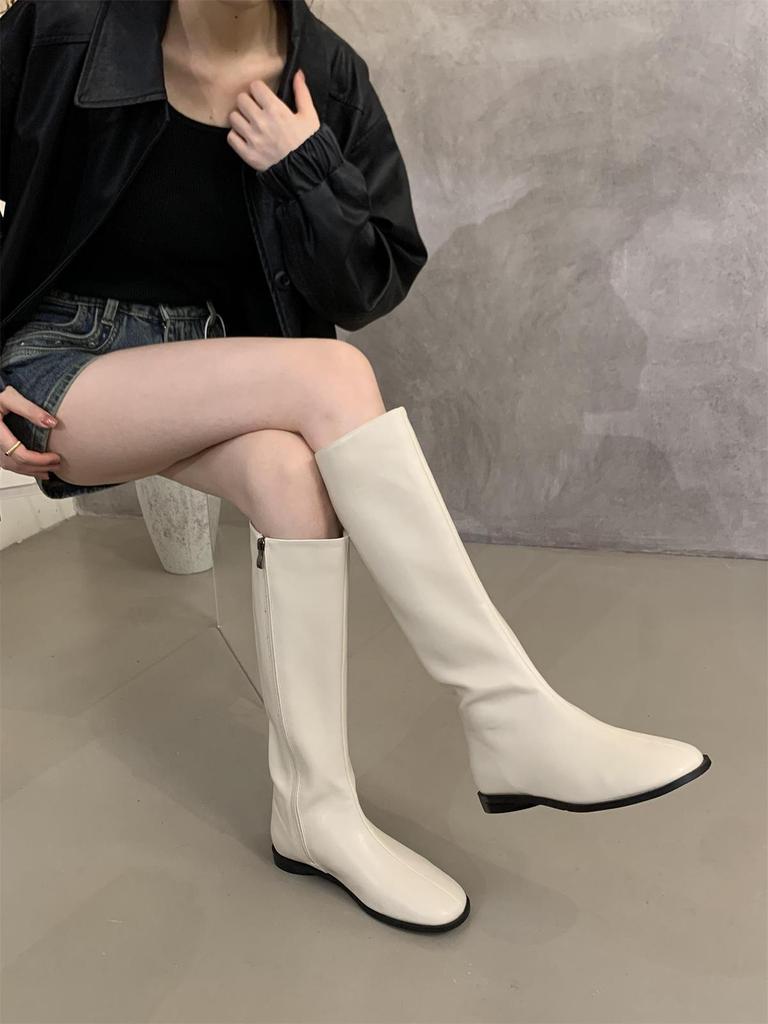 Botas longas sapatos femininos 2026 Primavera e Outono novo estilo simples e versátil botas de cavaleiro botas longas botas de cano alto