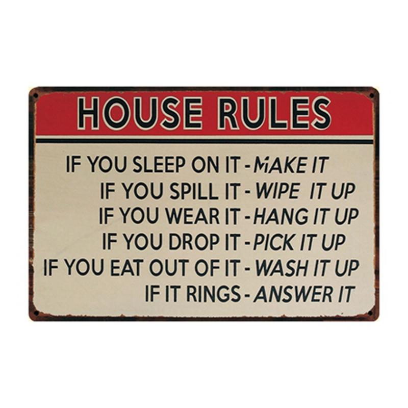 

[ Kelly66 ] House Rules Metal Sign Tin Poster Home Decor Bar Wall Art Painting 20*30 CM Size y-2266