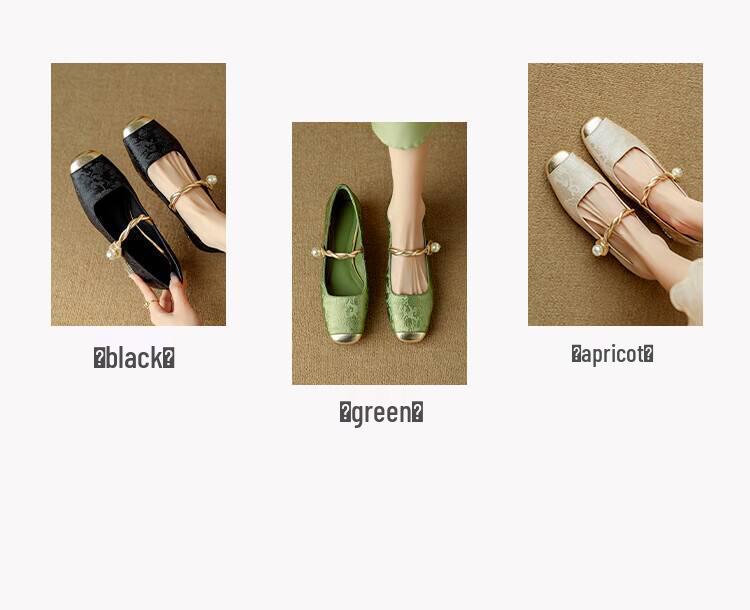 2024 Spring Retro Chinese Style Women's Square Toe Mary Jane Heels