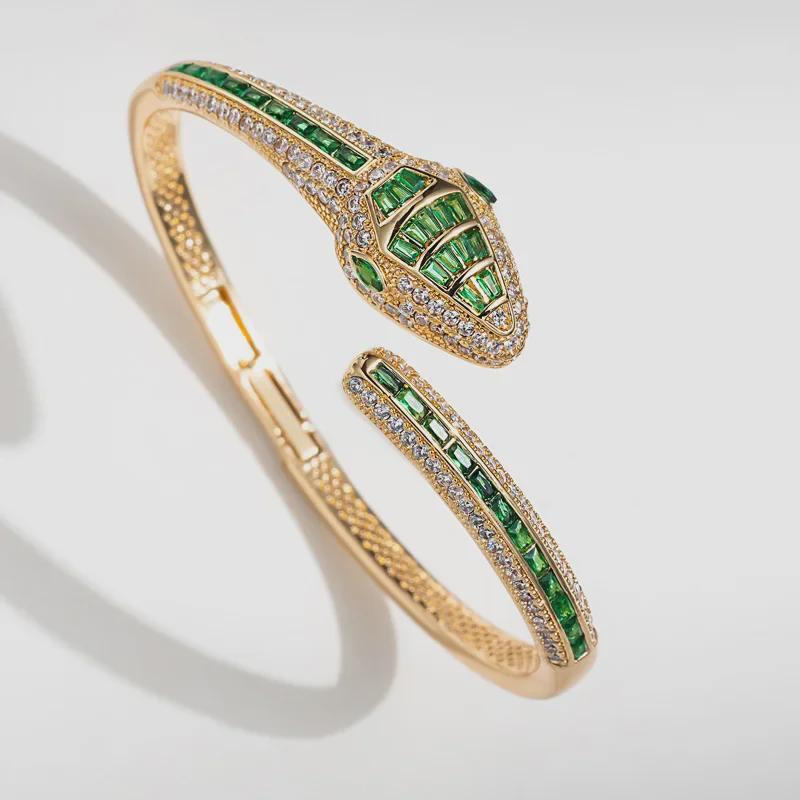Dilixue Fashionable Green Zircon Snake Bracelet - Zodiac-Themed Gift