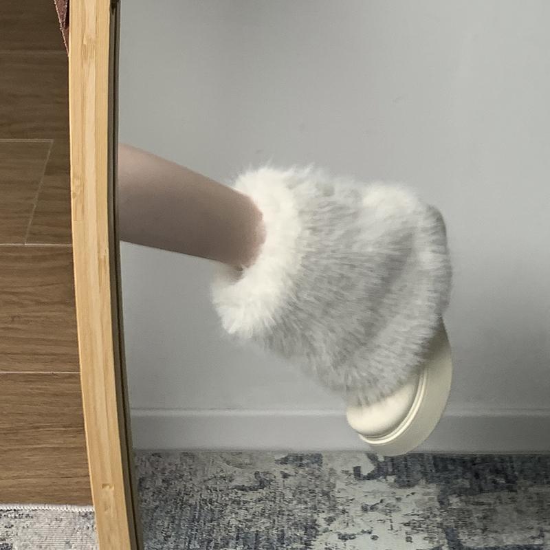 Fashion Winter Fuzzy Boots Women Furry Shoes Fluffy Fur Snow Boots Plush Lining Slip-on Rubber Flat Outdoor Bowtie Warm Ladies Footwear