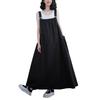 Women Summer Vintage Loose Denim Overall Dress  Adjustable Shoulder Straps Side Pockets Square