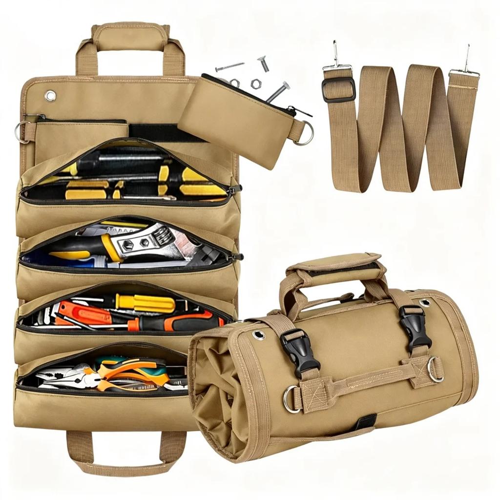 Oxford Cloth Tool Storage Bag – Portable Roll-Up Canvas Tool Bag, Handheld Electrician's Accessory Bag, Hardware & DIY Tool Storage