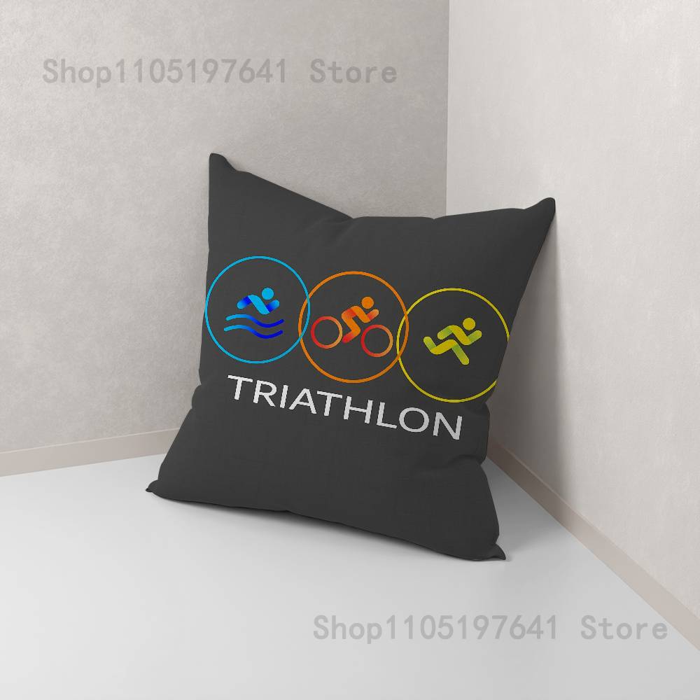 Triathlon Swim Bike Run Tri Life Pillow Case For Sofa Decor Car Office Room Printing Cushion Cover Decorations and Protector