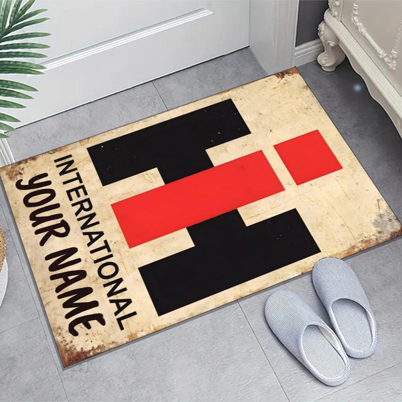 Farmall International Harvester Design Area Rug Personalized Name- Non-Slip, Soft & Cozy Floor Mat for Living Room, Office - Indoor/Outdoor Carpet