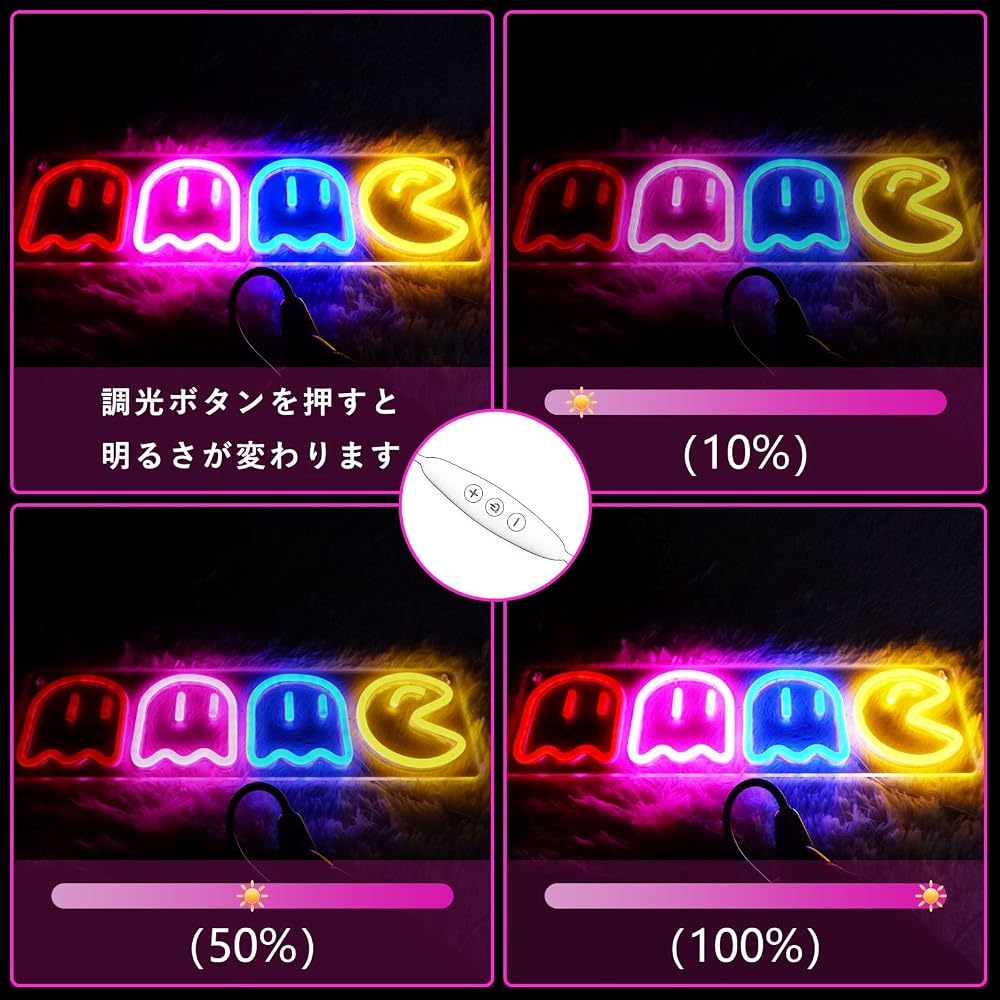 IMEGINA Game Neon Sign Ghost Neon Light USB Powered Wall Decor for Game Room and Living Room