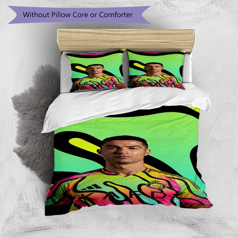 Ronaldo's Muscular Celebration Bedding Set, Breathable Duvet Cover with Pillowcases, Soft Bed Linen for Bedroom Home Decoration, Perfect Festival Birt