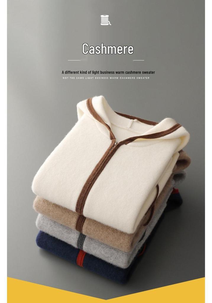 Men's Autumn/Winter Cashmere Knit Hoodie: Casual Zipper Cardigan