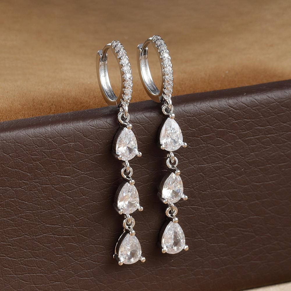 

Luxury Colorful Water Drop Dangle Earrings Bohemia Crystal Eardrop Hoop Earrings Daily Wear Jewelry