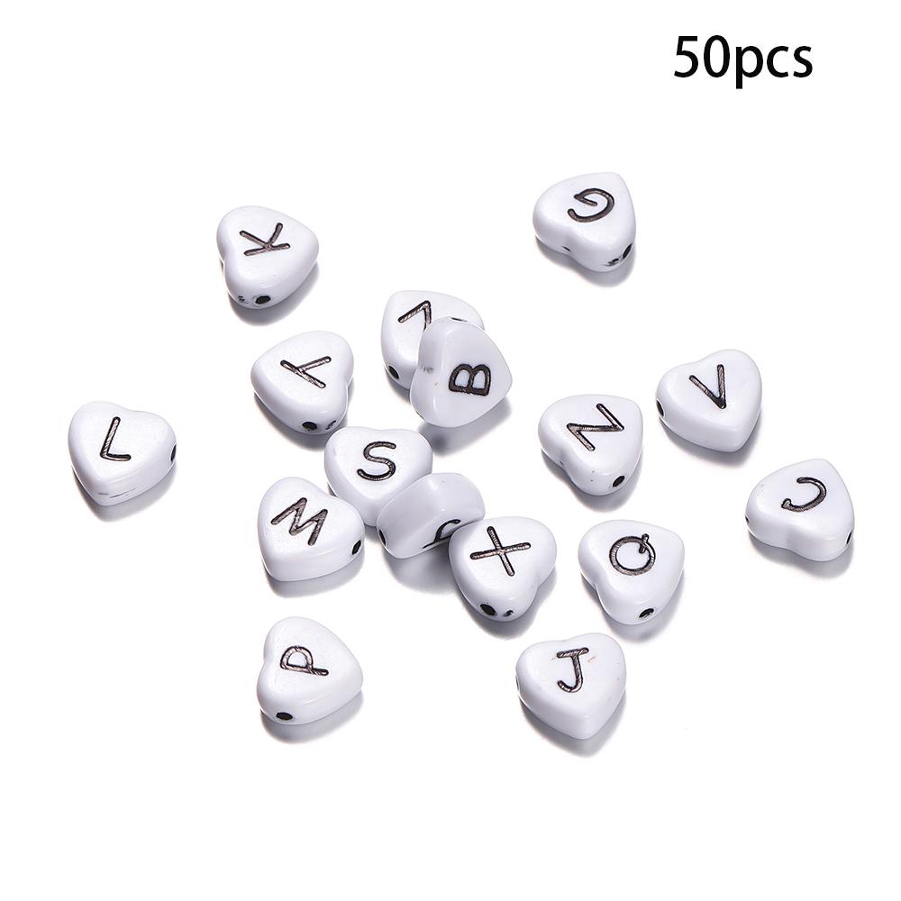 50/100Pcs/Lot Mixed Acrylic 26 Letters Loose Heart Shape Beads For DIY Jewelry Making Bracelet Necklace Keychain Accessories