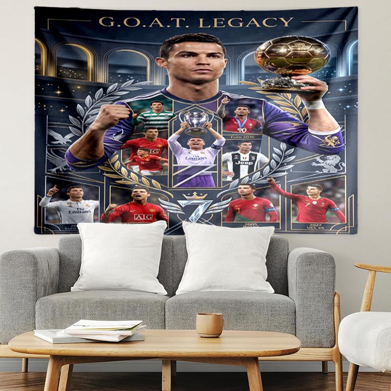 Cristiano Ronaldo Print Tapestry, Lightweight Wall Hanging, for Bedroom, Dorm, Living Room, Home Art Decor, Birthday Christmas Gift